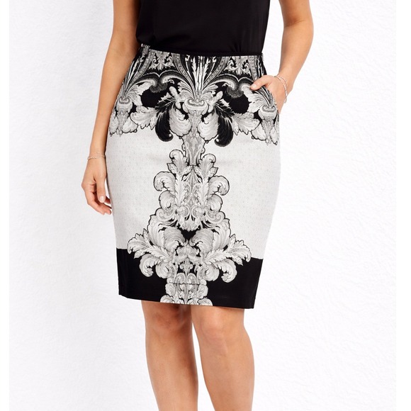 New York & Company Dresses & Skirts - New York & Company Size 6 Black White Patterned Pencil Skirt Career